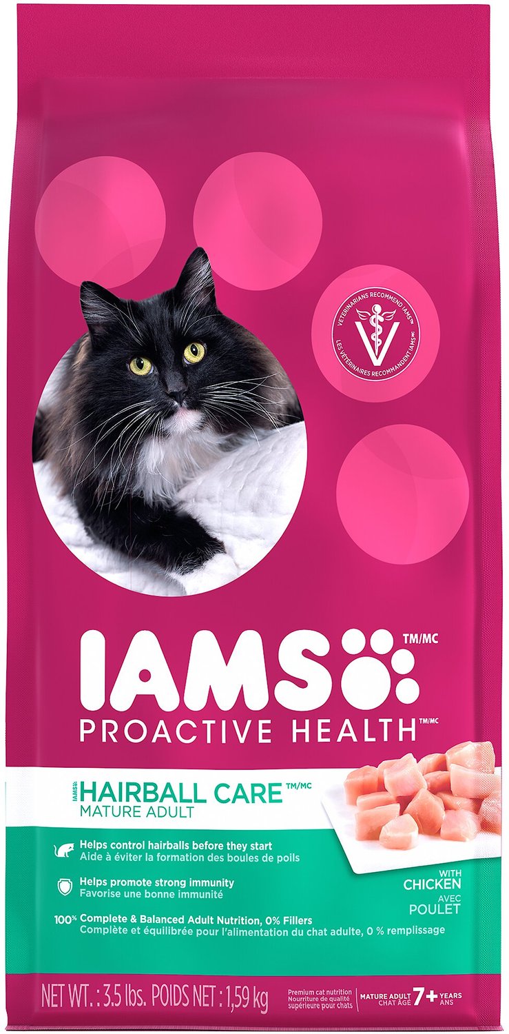 Iams ProActive Health Mature Adult Hairball Care Dry Cat Food, 3.5lb