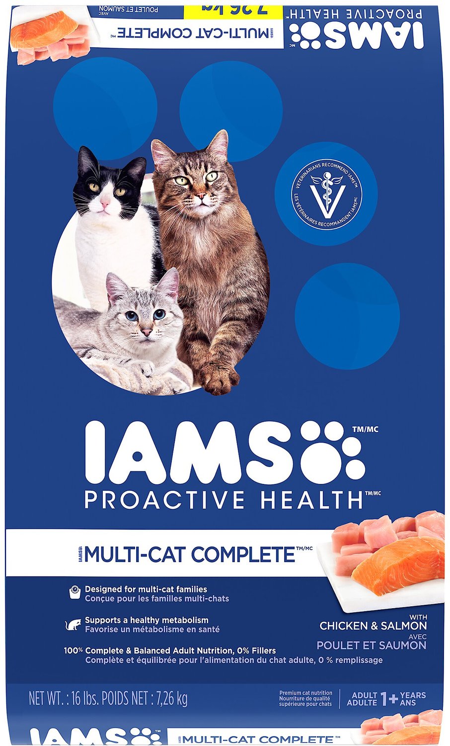 Iams ProActive Health MultiCat with Chicken & Salmon Dry Cat Food, 16