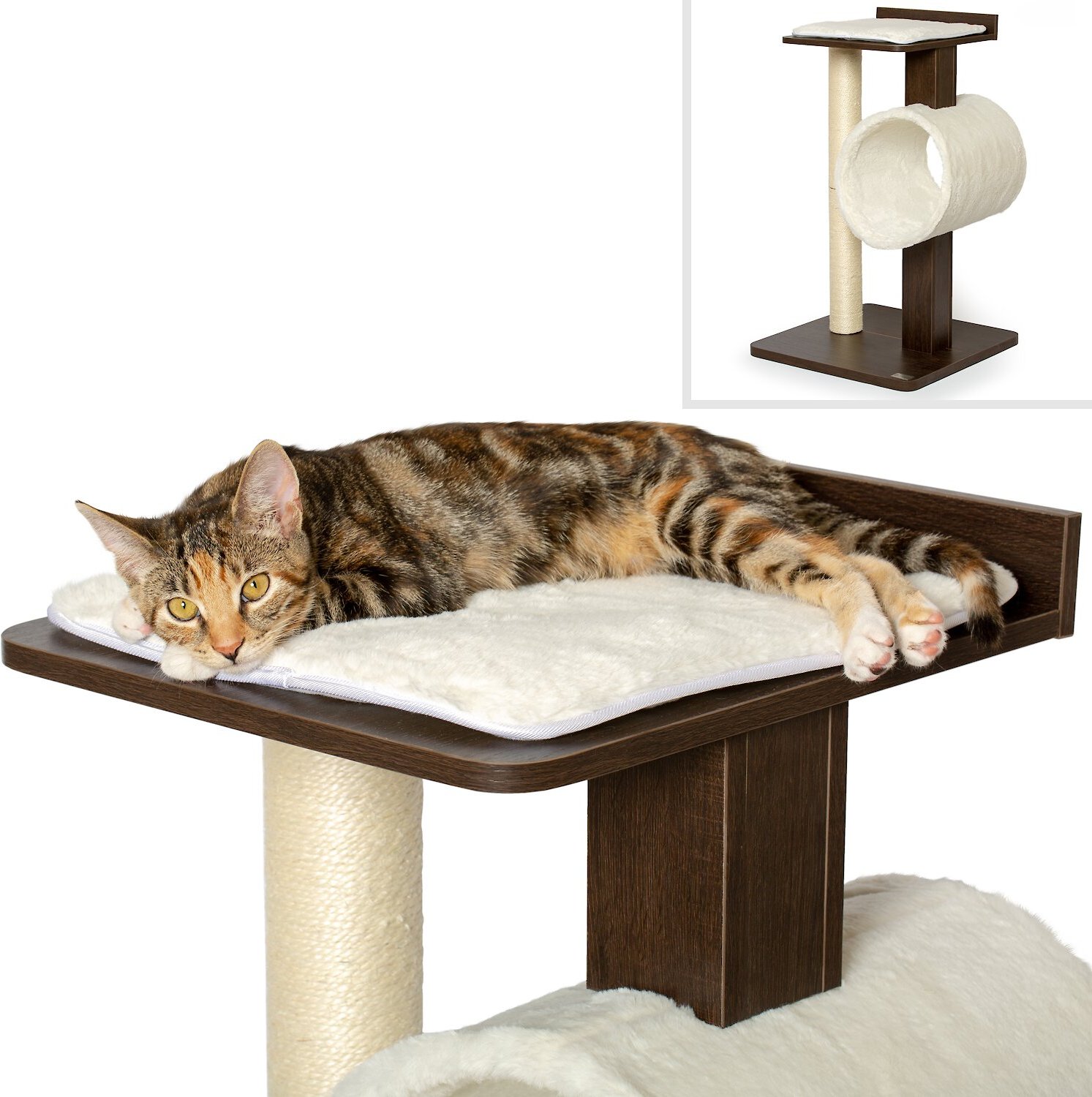 PetFusion Modern Activity Cat Tree & Scratching Post, Brown