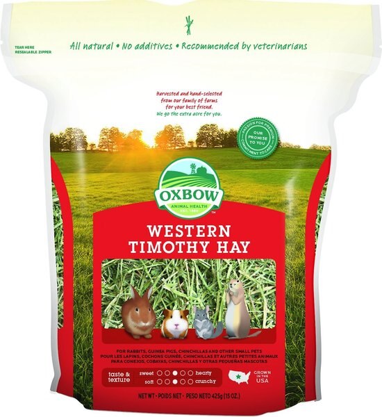 Oxbow Animal Health Western Timothy Hay  All Natural Hay for Rabbits, Guinea Pigs, Chinchillas, Hamsters & Gerbils, 15-oz. slide 1 of 7