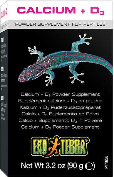 Exo Terra Calcium + Vitamin D3 Powder Reptile Supplement, 3.2-oz box slide 1 of 3