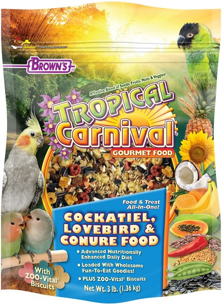Brown's Tropical Carnival Gourmet Cockatiel Food, 3-lb bag slide 1 of 5