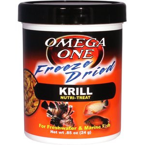 Omega One Freeze-Dried Krill Freshwater & Marine Fish Treat, .85-oz jar