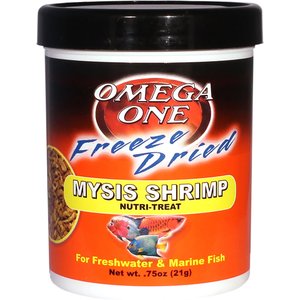 Omega One Freeze-Dried Mysis Shrimp Freshwater & Marine Fish Treat, .75-oz jar