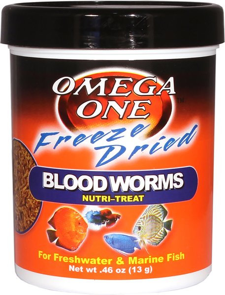Omega One Freeze-Dried Blood Worms Freshwater & Marine Fish Treat, .46-oz jar slide 1 of 5