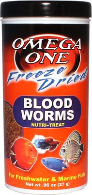 Omega One Freeze-Dried Blood Worms Freshwater & Marine Fish Treat, slide 1 of 1