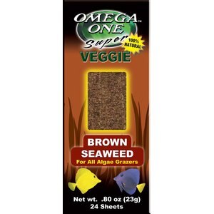 Omega One Super Veggie Brown Seaweed Algae Grazer Fish Food, 24-sheets