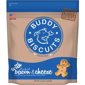 Buddy Biscuits with Bacon & Cheese Oven Baked Dog Treats, 3.5-lb bag