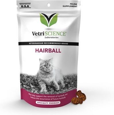 VetriScience Hairball Chicken Liver Flavored Soft Chews Hairball Control Supplement for Cats, slide 1 of 1