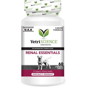 VetriScience Renal Essentials Chewable Tablets Kidney Supplement for Dogs, 60 count