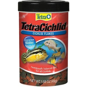 Tetra Cichlid Flakes Cichlid Fish Food, 1.58-oz jar