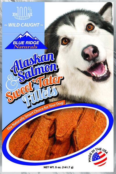 Blue Ridge Naturals Alaskan Salmon & Sweet Tater Fillets Dog Treats, 5-oz bag slide 1 of 6