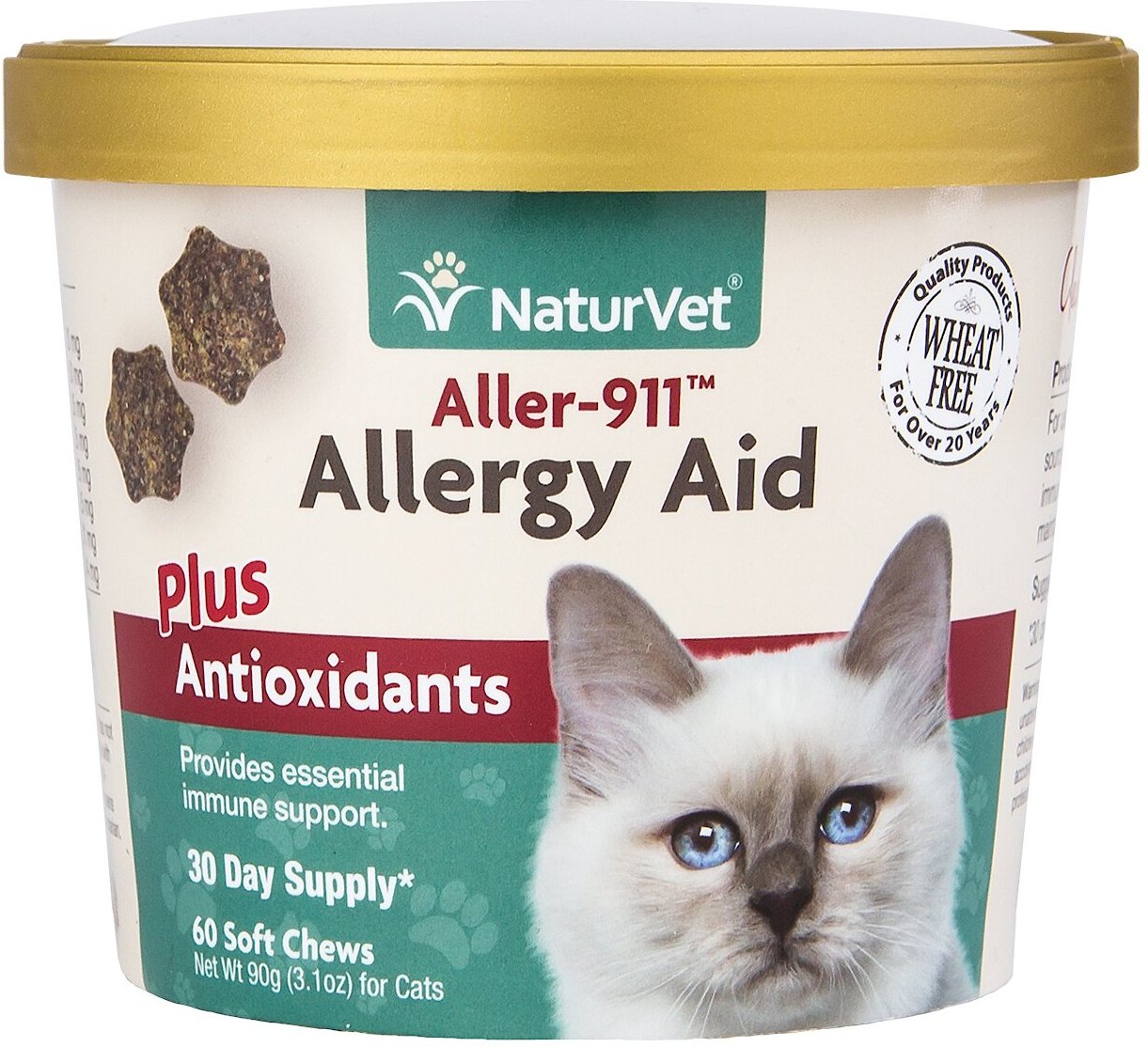 NATURVET Aller911 Allergy Aid Plus Antioxidants Cat Soft Chews, 60
