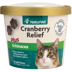 NaturVet Cranberry Relief Plus Echinacea Soft Chews Urinary Supplement for Cats, 60 count