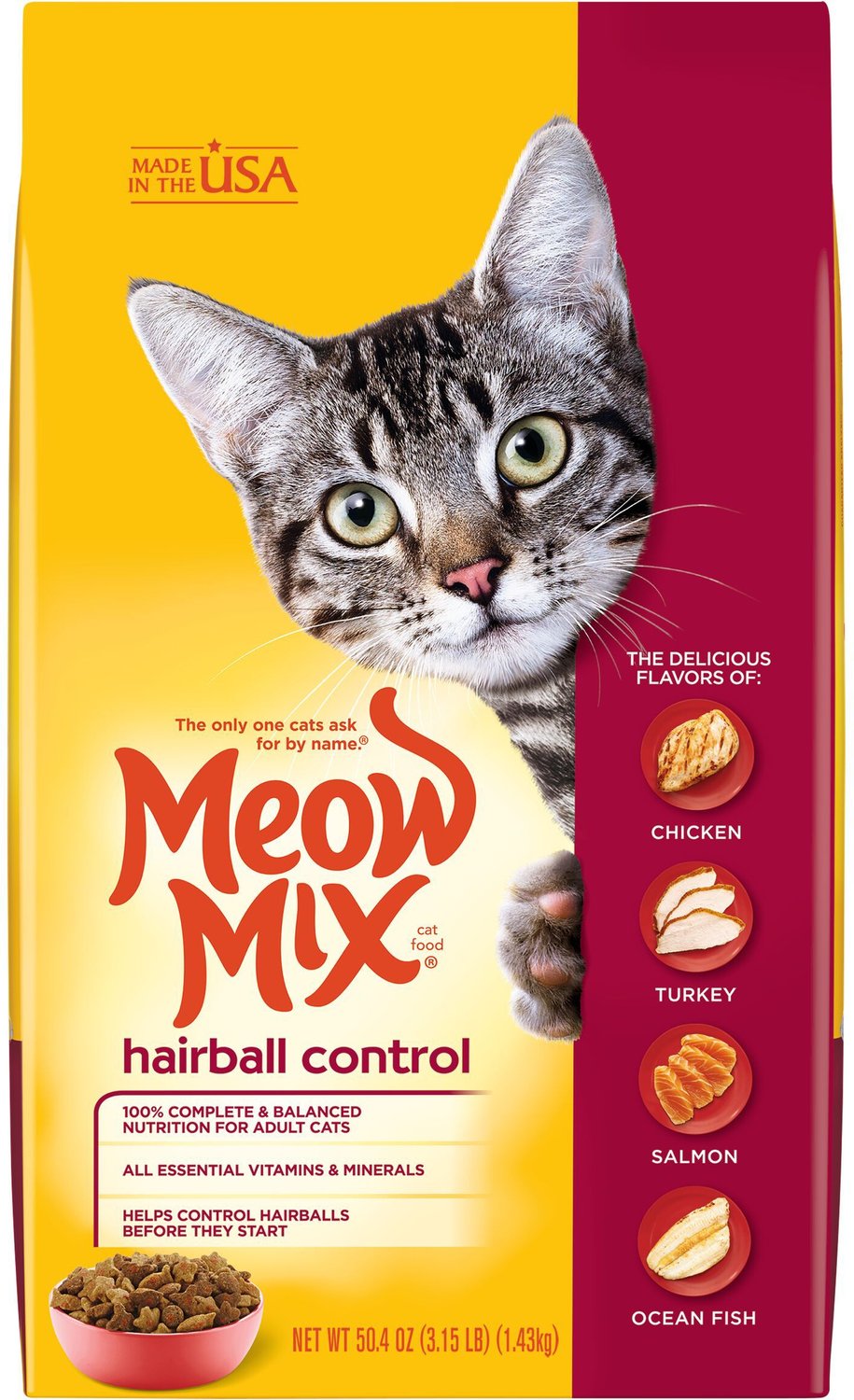 MEOW MIX Hairball Control Dry Cat Food, 3.15lb bag