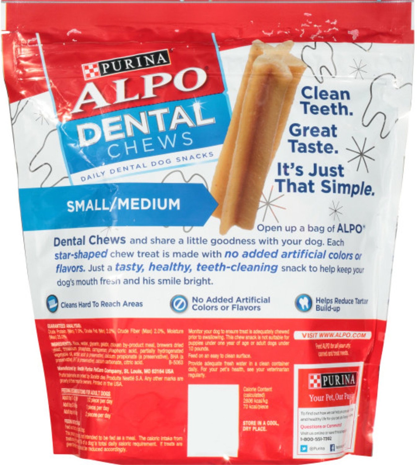 ALPO Small/ Medium Dental Chews Dog Treats, 24 count - Chewy.com