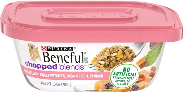 Purina Beneful Chopped Blends with Salmon, Sweet Potatoes, Brown Rice & Spinach Wet Dog Food, 10-oz container, case of 8 slide 1 of 10