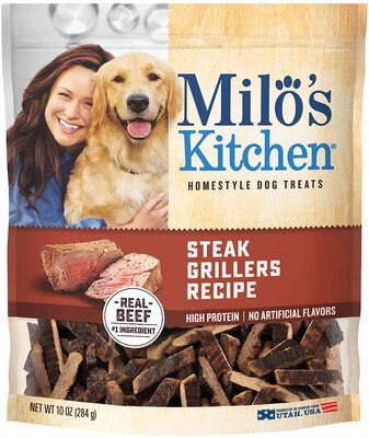 Milo's Kitchen Steak Grillers Recipe with Angus Steak Dog Treats, slide 1 of 1