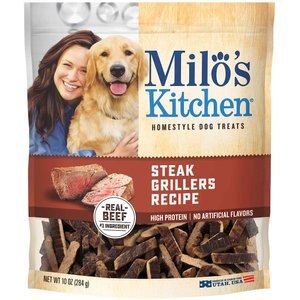 Milo's Kitchen Steak Grillers Recipe with Angus Steak Dog Treats, 10-oz bag