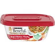 Purina Beneful Prepared Meals Beef & Chicken Medley with Green Beans, Carrots & Wild Rice Wet Dog Food, 10-oz, case of 8