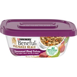 Purina Beneful Prepared Meals Simmered Beef Entree with Carrots, Barley, Wild Rice & Spinach Wet Dog Food, 10-oz, case of 8