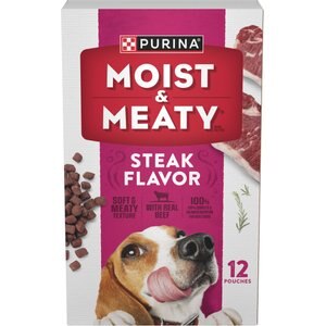Moist & Meaty Steak Flavor Dry Dog Food, 6-oz pouch, case of 12