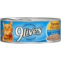 9 Lives Tender Morsels with Real Ocean Whitefish & Tuna In Sauce Canned Cat Food, 5.5-oz, case of 24