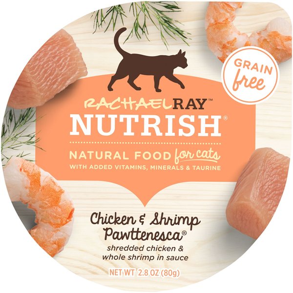 Rachael Ray Nutrish Chicken & Shrimp Pawttenesca Natural Grain-Free Wet Cat Food, 2.8-oz, case of 24 slide 1 of 7
