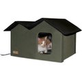 K&H Pet Products Extra-Wide Outdoor Heated Kitty House, Olive/Black
