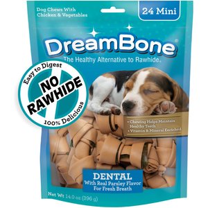 DreamBone Mini Dental Chew Bone Rawhide-Free Mini Dental Dog Treats, 24 count