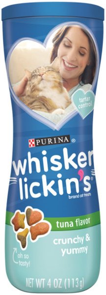 Whisker Lickin's Tuna Flavor Crunchy & Yummy Cat Treats, 4-oz tub slide 1 of 10