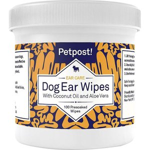 Petpost Ear Wipes with Coconut Oil & Aloe Vera For Dogs, 100 count