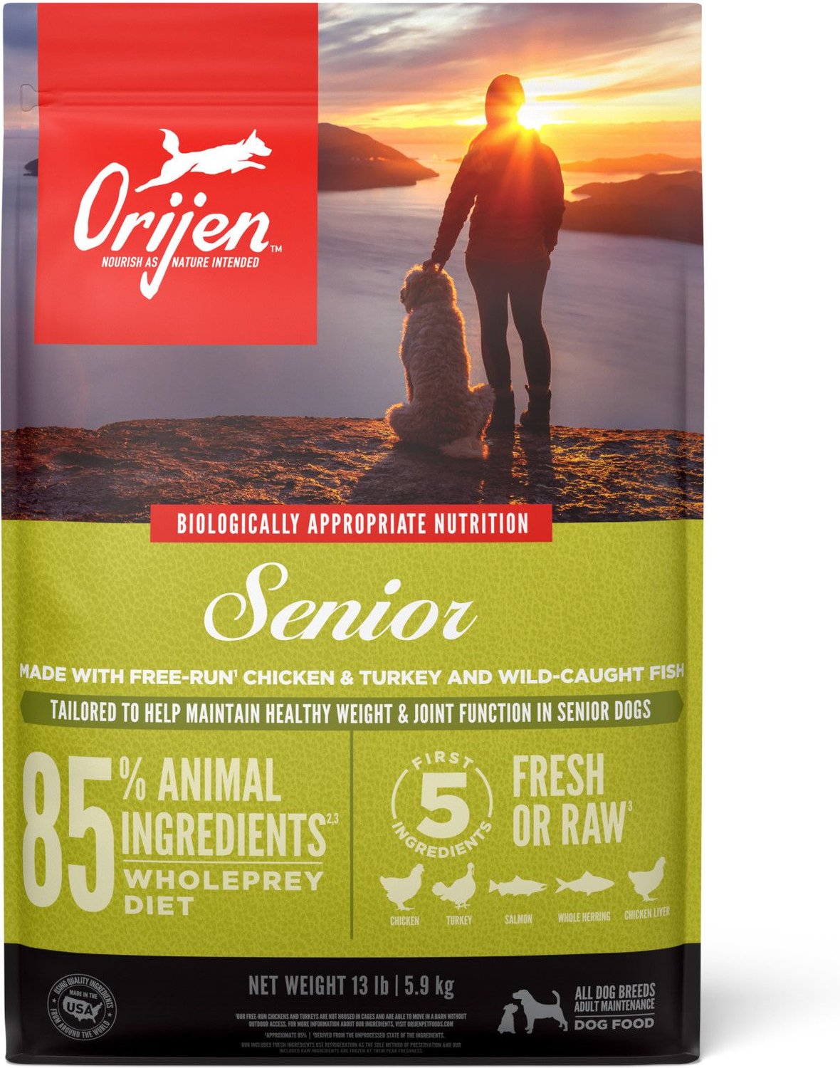 ORIJEN Senior GrainFree Dry Dog Food, 13lb bag