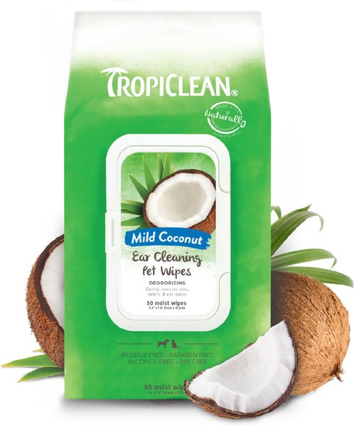 TropiClean Ear Cleaning Wipes for Dogs, 50 count slide 1 of 3
