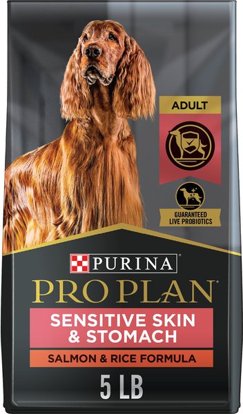 Purina Pro Plan Adult Sensitive Skin & Stomach Salmon & Rice Formula Dry Dog Food, 5-lb bag slide 1 of 10