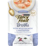 Fancy Feast Creamy Broths with Wild Salmon & Whitefish Supplemental Cat Food Pouches
