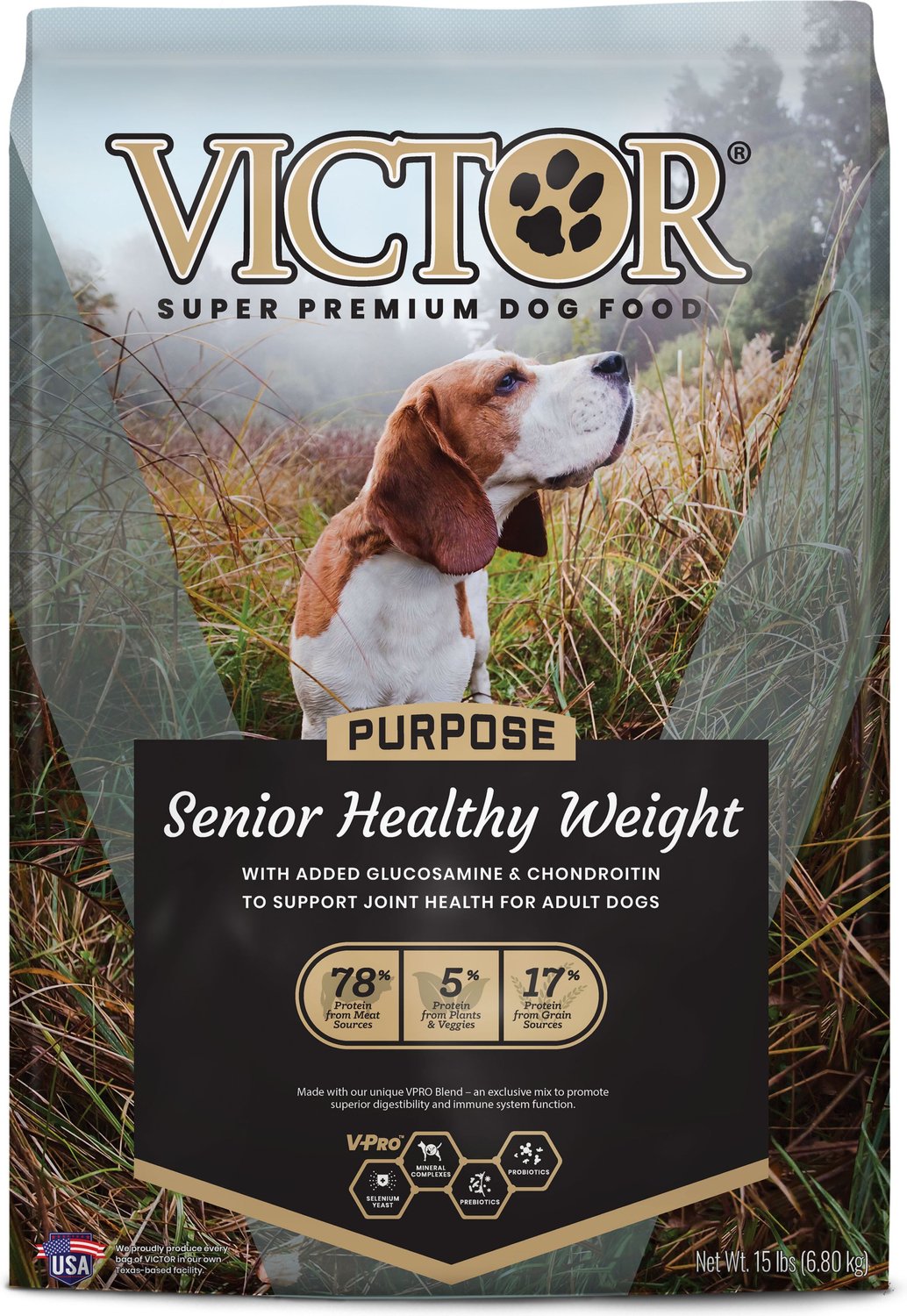 Victor Senior Healthy Weight Dry Dog Food, 15-lb bag ...