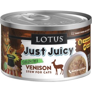 Lotus Just Juicy Venison Stew Grain-Free Canned Cat Food, 2.5-oz, case of 24