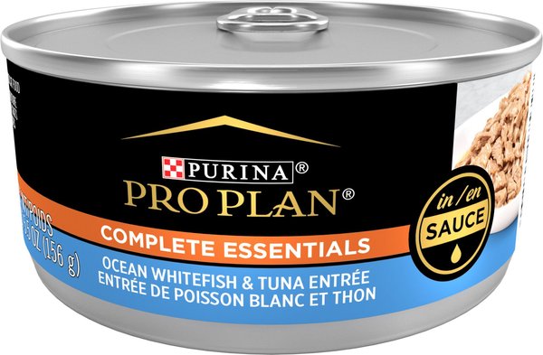 Purina Pro Plan Adult Ocean Whitefish & Tuna Entree in Sauce Canned Cat Food, 5.5-oz, case of 24 slide 1 of 8