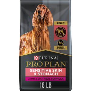 Purina Pro Plan Sensitive Skin & Sensitive Stomach with Probiotics Lamb & Oat Meal Formula Dog Food, 16-lb bag