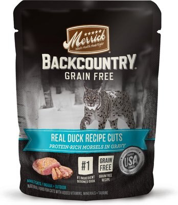 Merrick Backcountry Grain-Free Morsels in Gravy Real Duck Recipe Cuts Cat Food Pouches, slide 1 of 1