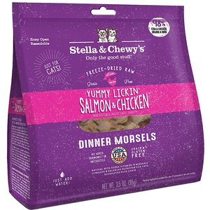 Stella & Chewy's Yummy Lickin' Salmon & Chicken Dinner Morsels Freeze-Dried Raw Cat Food, 3.5-oz bag