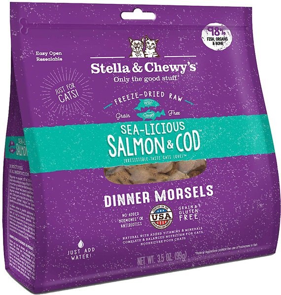 Stella & Chewy's Sea-licious Salmon & Cod Dinner Morsels Freeze-Dried Raw Cat Food, 3.5-oz bag slide 1 of 9