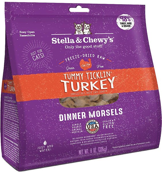 Stella & Chewy's Tummy Ticklin' Turkey Dinner Morsels Freeze-Dried Raw Cat Food, 8-oz bag slide 1 of 9