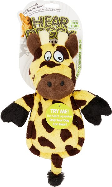 Hear Doggy Silent Squeaker Chew Guard Flattie Giraffe Plush Dog Toy slide 1 of 10