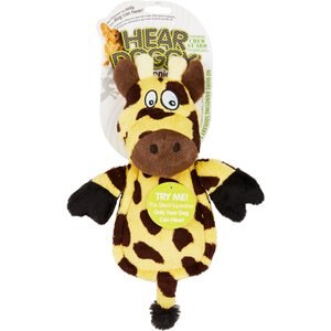 Hear Doggy Silent Squeaker Chew Guard Flattie Giraffe Plush Dog Toy