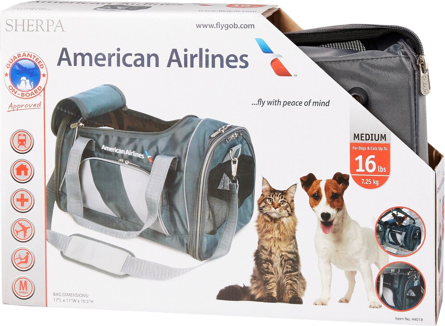 Sherpa American Airlines Duffle Pet Carrier, Charcoal
