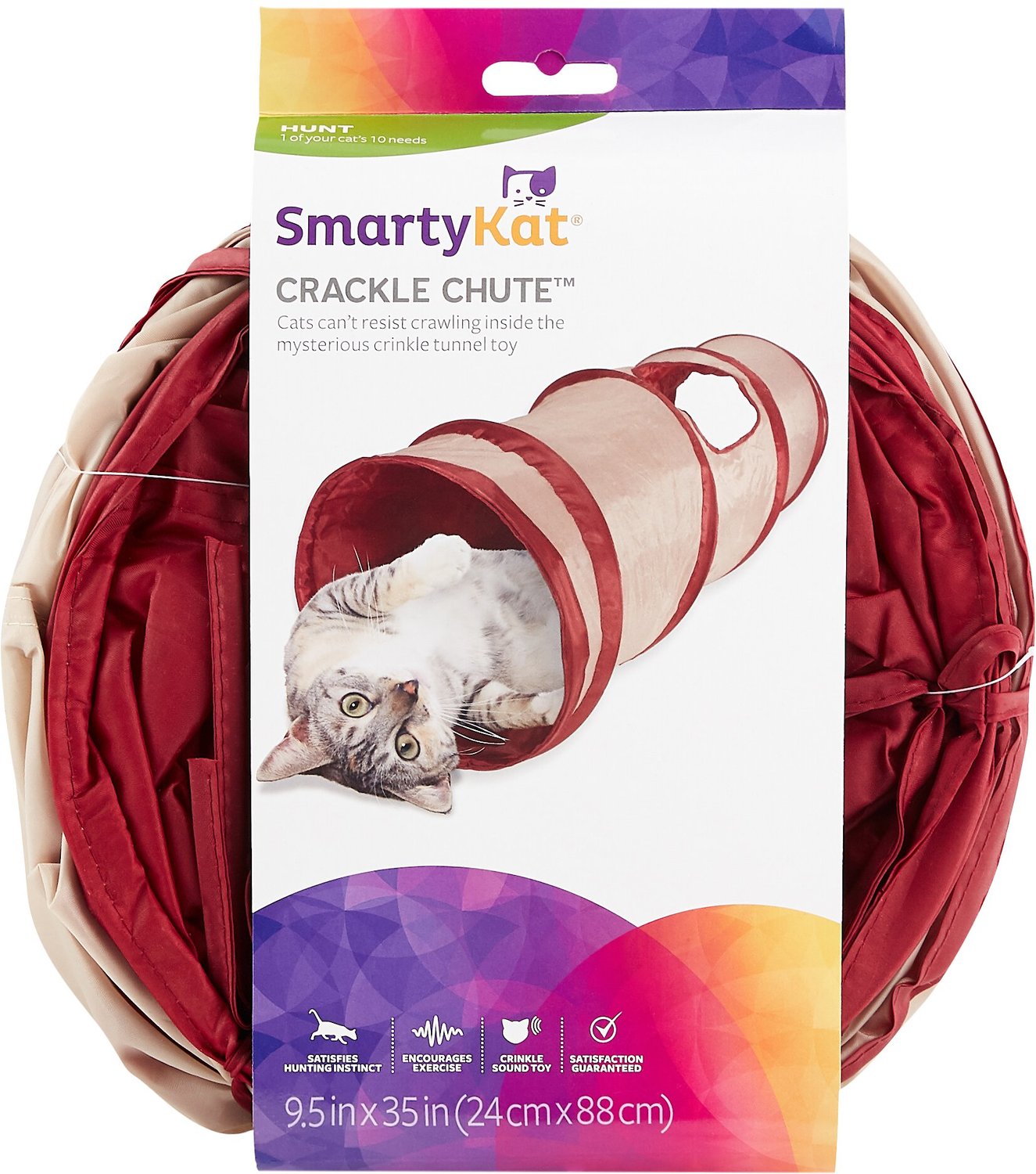 Collapsible Cat Tunnel with Peek Hole Cat Toy Red