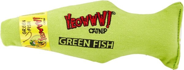 Yeowww! Catnip Fish Cat Toy, Green slide 1 of 4
