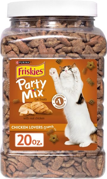 Purina Friskies Party Mix Chicken Lovers Crunch Cat Treats, 20-oz tub slide 1 of 11
